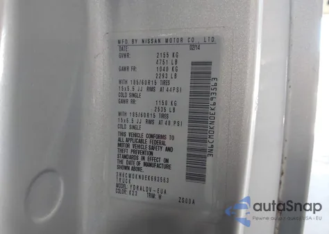 2014 Nissan Nv from USA, damaged, VIN 3N6CMOKNOEK693563